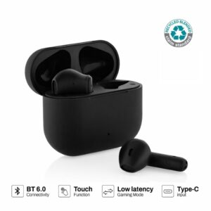 TUNEVO RCS recycled plastic wireless earbuds - Black - Audio & Headphones - Eco-Friendly Corporate Gifts Dubai