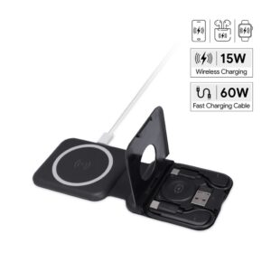 TURIN - @memorii Foldable 2-in-1 Wireless Charger and Multicable Set - Black - Chargers - Eco-Friendly Corporate Gifts Dubai