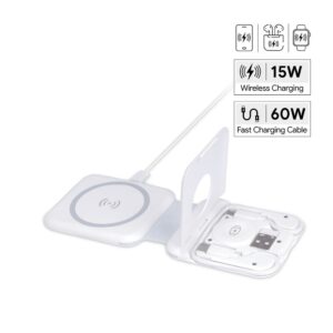 TURIN - @memorii Foldable Wireless Charger and Multicable Set - White - Chargers - Eco-Friendly Corporate Gifts Dubai