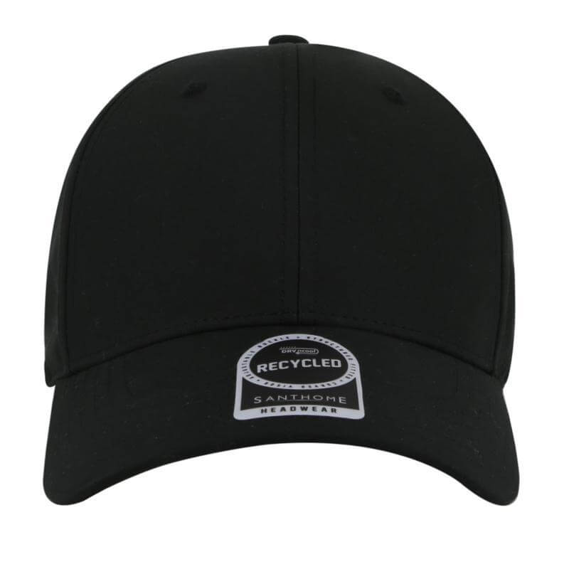 ULTRA - Santhome RPET 6 Panel DryNCool® Sport Cap - Black - Caps - Eco-Friendly Corporate Gifts Dubai