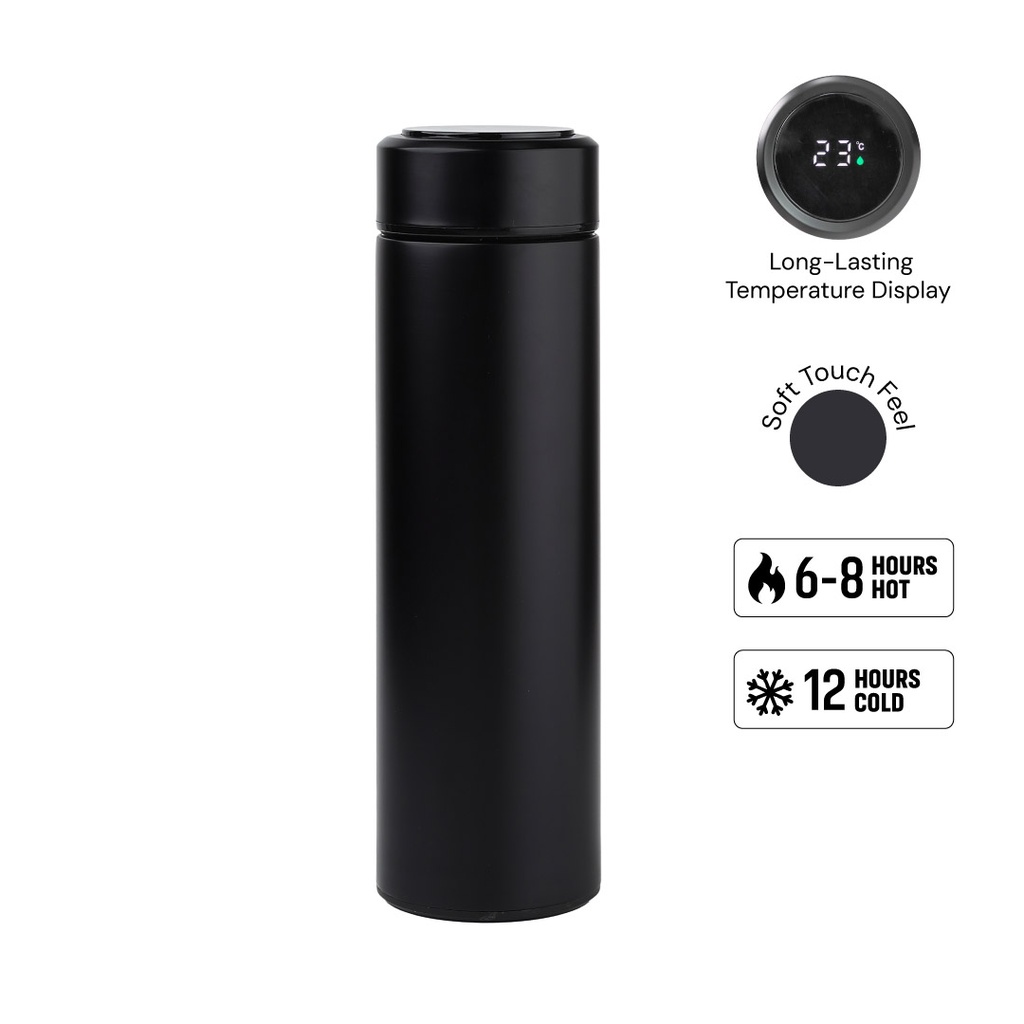 WAHA - Giftology Thermal Flask with LED Temperature Display 500ml - Black - Flasks & Bottles - Eco-Friendly Corporate Gifts Dubai
