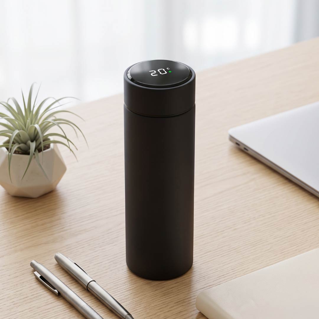 WAHA - Giftology Thermal Flask with LED Temperature Display 500ml - Black - Flasks & Bottles - Eco-Friendly Corporate Gifts Dubai