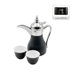 WESAL - Hans Larsen Dallah Nano Gift Set with 2 Cava Cups - Black / Chrome - Mugs & Cups & Gift Sets - Eco-Friendly Corporate Gifts Dubai