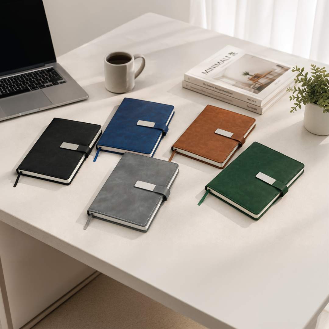 WINDSOR - Giftology A5 PU Magnet Closure Notebook - Grey - Notebooks, Pads & Folders - Eco-Friendly Corporate Gifts Dubai