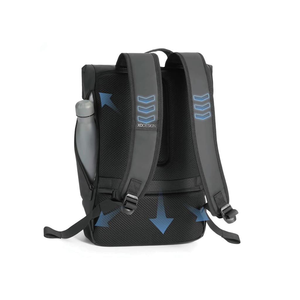 XDDESIGN Urban Water Resistant Flap-top Backpack - Black - Backpacks - Eco-Friendly Corporate Gifts Dubai