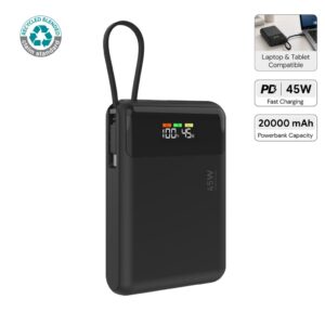 ZENO - @memorii 20000mAh PD 45W Powerbank for Laptop / Mobile - Black - Powerbanks - Eco-Friendly Corporate Gifts Dubai