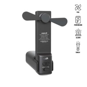 ZEPHYR - @memorii 4-in-1 Fan Powerbank, Safety Alarm & Torch - Black - Powerbanks & Travel Accessories & Hospitality - Eco-Friendly Corporate Gifts Dubai